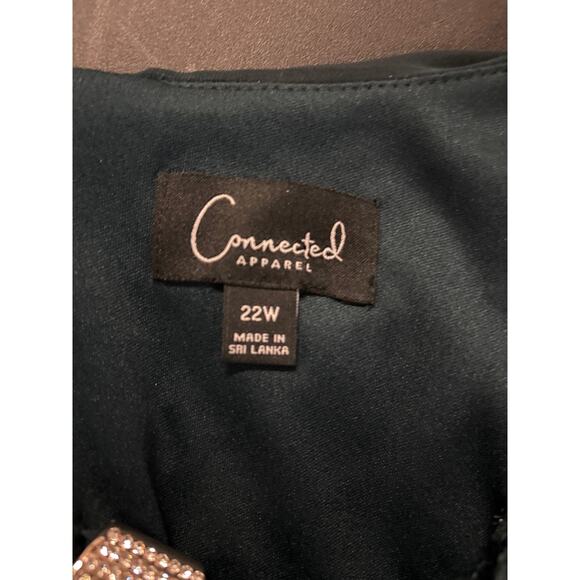 Connected Apparel Formal Dress Women’s Size 16W Green Sequin Cape Event Occasion - Picture 3 of 11